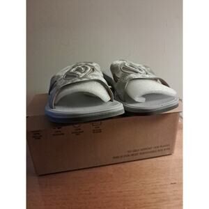 NCAI Sandals in grey are slip-on style sandals a flat heel size 10
